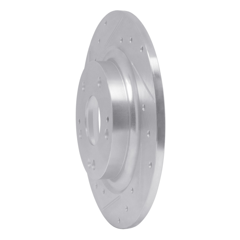 Honda Civic Brake Rotor (1) - Rear Left - R1 Concepts - Drilled & Slotted - Silver - `17-`20